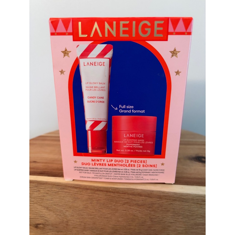 Laneige Minty Lip Duo Candy Cane Balm Peppermint Mask Gift Set New
